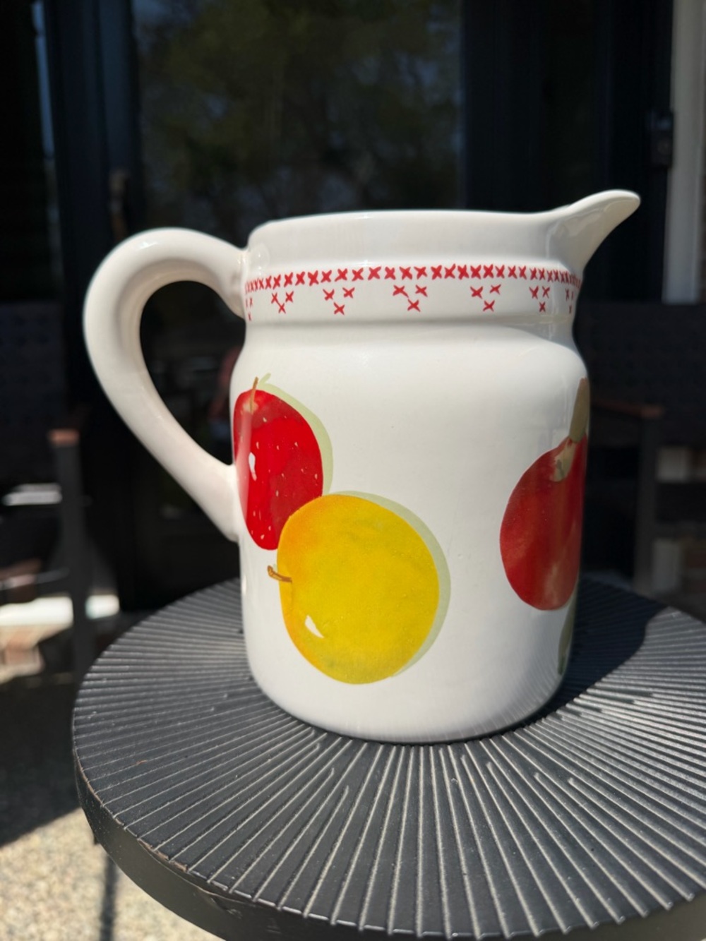 Jan Karon Mitford Hallmark Series Milk Pitcher Ceramic Cross Stitch Apple